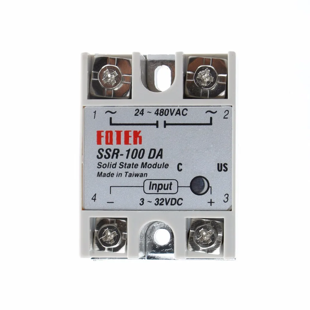 

Single Phase 100A 24V-380V 250V SSR-100 DA Solid State Relay Module 3-32V DC To AC Power Supplies