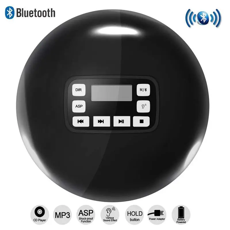 Портативный Bluetooth CD-плеер с ЖК-дисплеем/разъем для наушников защита от ударов ультра тонкий персональный CD музыкальный плеер