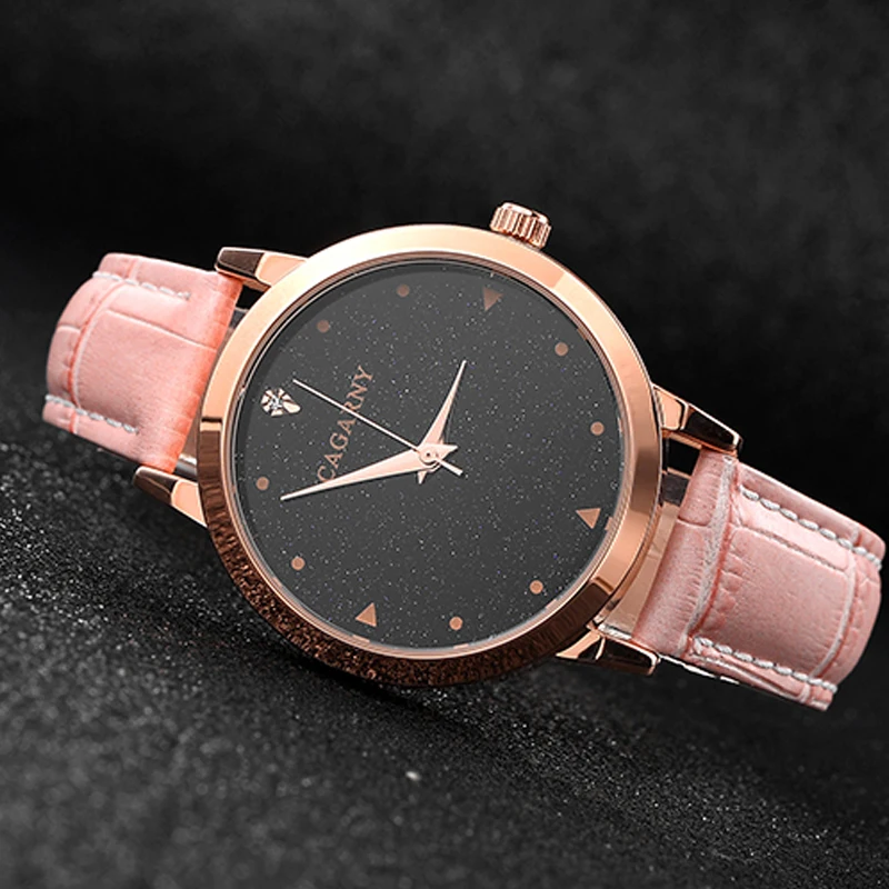luxury brand cagarny quartz watch for women blue sky dials creative casual ladies watches rose gold case drop shipping (32)