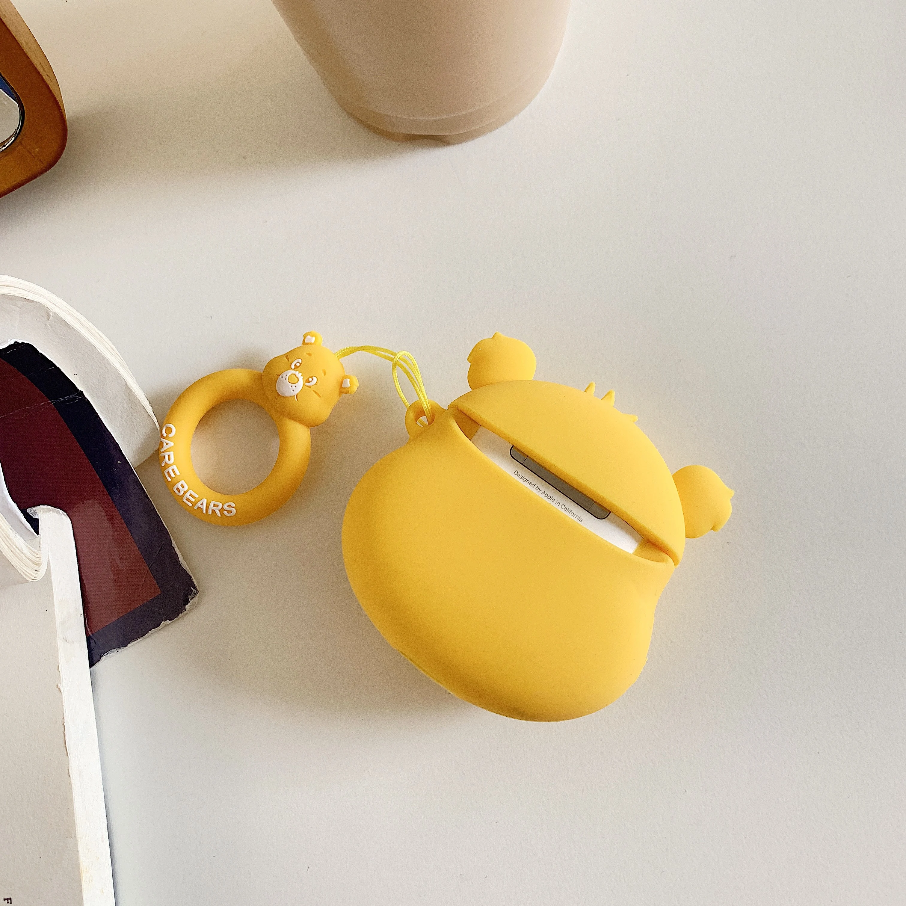 3D милая, с радужным принтом Care Bears силиконовый чехол для Apple Airpods 1 2 Беспроводной наушники Карамельный цвет покрытие с медведем зарядным устройством