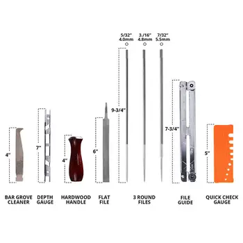 

10Pcs/Set Chainsaw Sharpener File Kit Wood Handle Depth Gauge Tools for Sharpening Filing SKD88