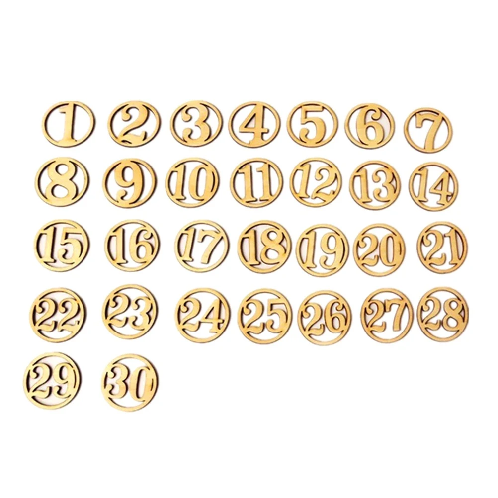 

30pcs Number Wood Piece Creative DIY Decor Wood Piece For Home Store Party (1-30 Number, 2.5cm)