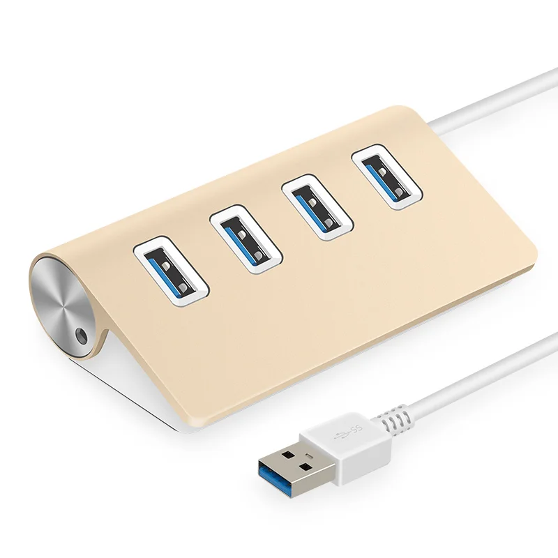 Лидер продаж-usb-хаб премиум-класса 4 Порты и разъёмы Алюминий USB OTG USB хаб для iMac, Macbook, ПК планшетный ПК и ноутбуков высокого Скорость 3,0 3 Портативный разветвитель - Цвет: Golden