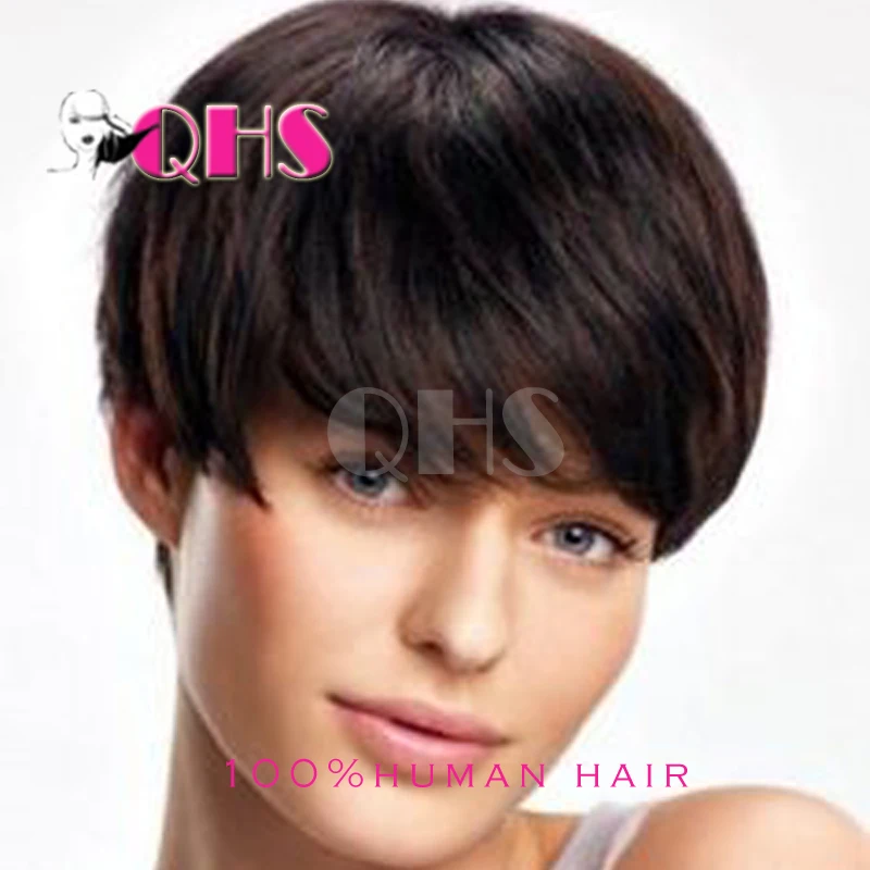 

Short Bob Wigs Brazilian Glueless Lace Front Human Hair Wigs with Bangs Short Wigs for Black Women Best Pixie Cut wigs 2016