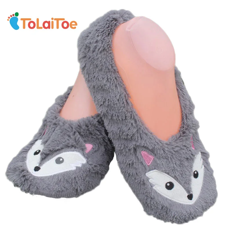 

ToLaiToe free shipping Autumn winter animals fox household slippers, soft soles, floor with indoor slippers Plush Home Slippers
