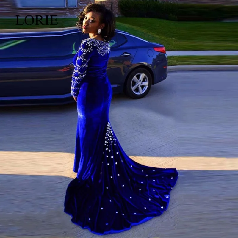 Popular Blue Velvet Evening Gown-Buy Cheap Blue Velvet Evening Gown