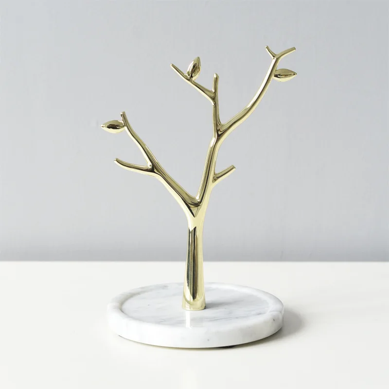 

2019 New Natual Marble Leaf Branch Jewelry Stand for Home Decoration and Necklace Rings Display Tree Ornaments