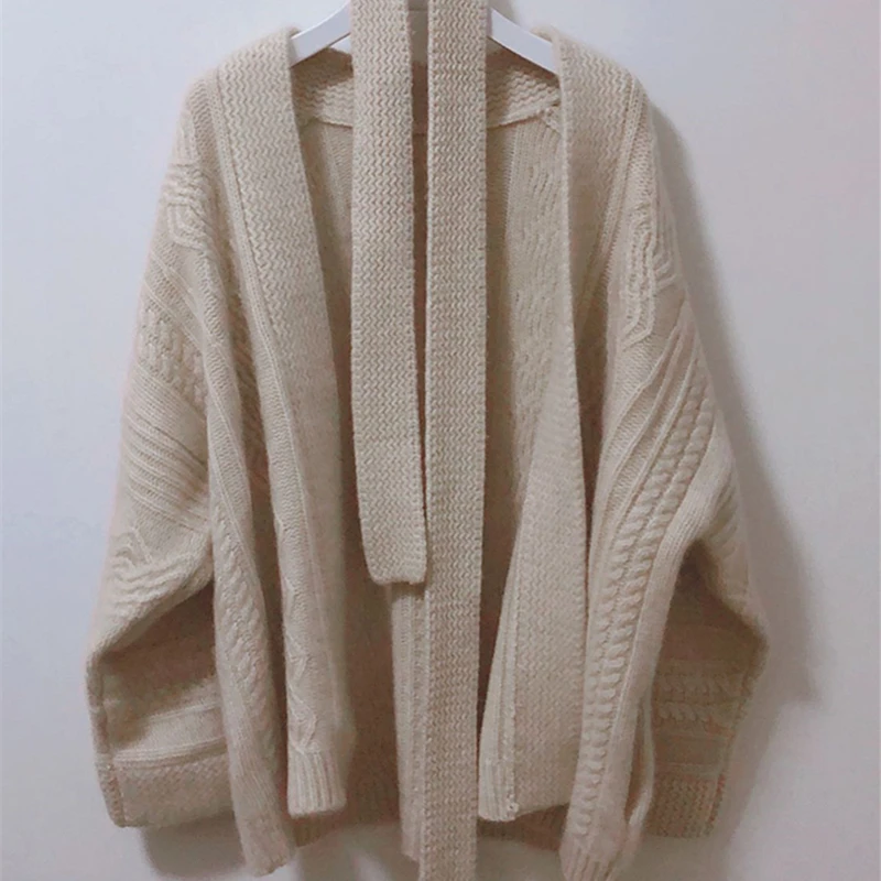 BELIARST 19 осенний и зимний толстый свитер женский вязаный кардиган с v-образным вырезом Модный повседневный свободный свитер с поясом большой размер