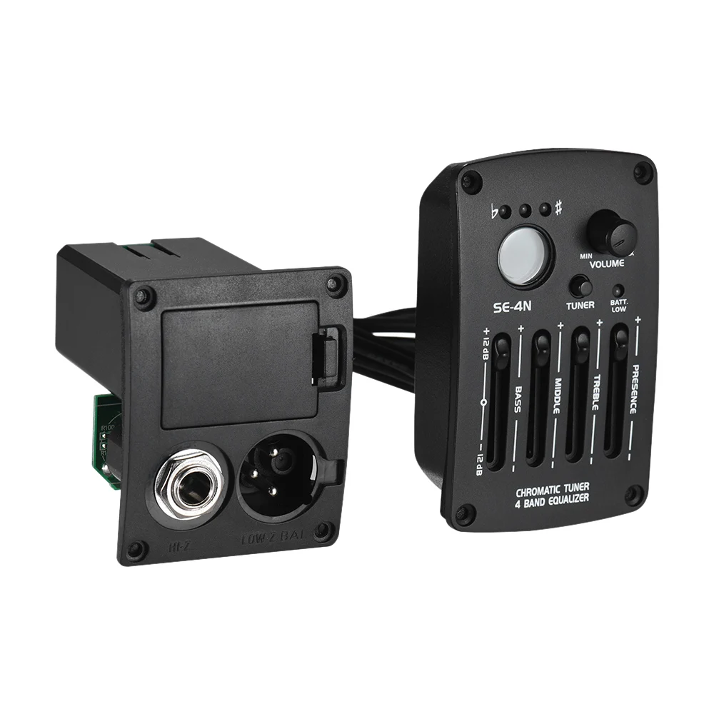 

Acoustic Guitar Pickup 4 Bands EQ Equalizer Pickup Guitar Preamp Piezo Pickup with LCD Tuner Guitar Parts & Accessories