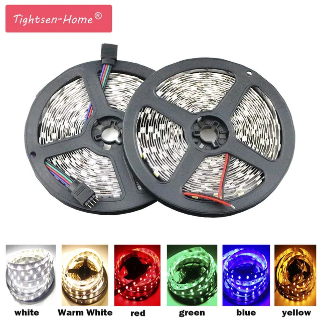 LED Strip SMD 5050 RGB Waterproof 5M 300LED DC 12V Pink Blue Red Green Fita LED Light Strips Flexible Neon Tape Luz Monochrome