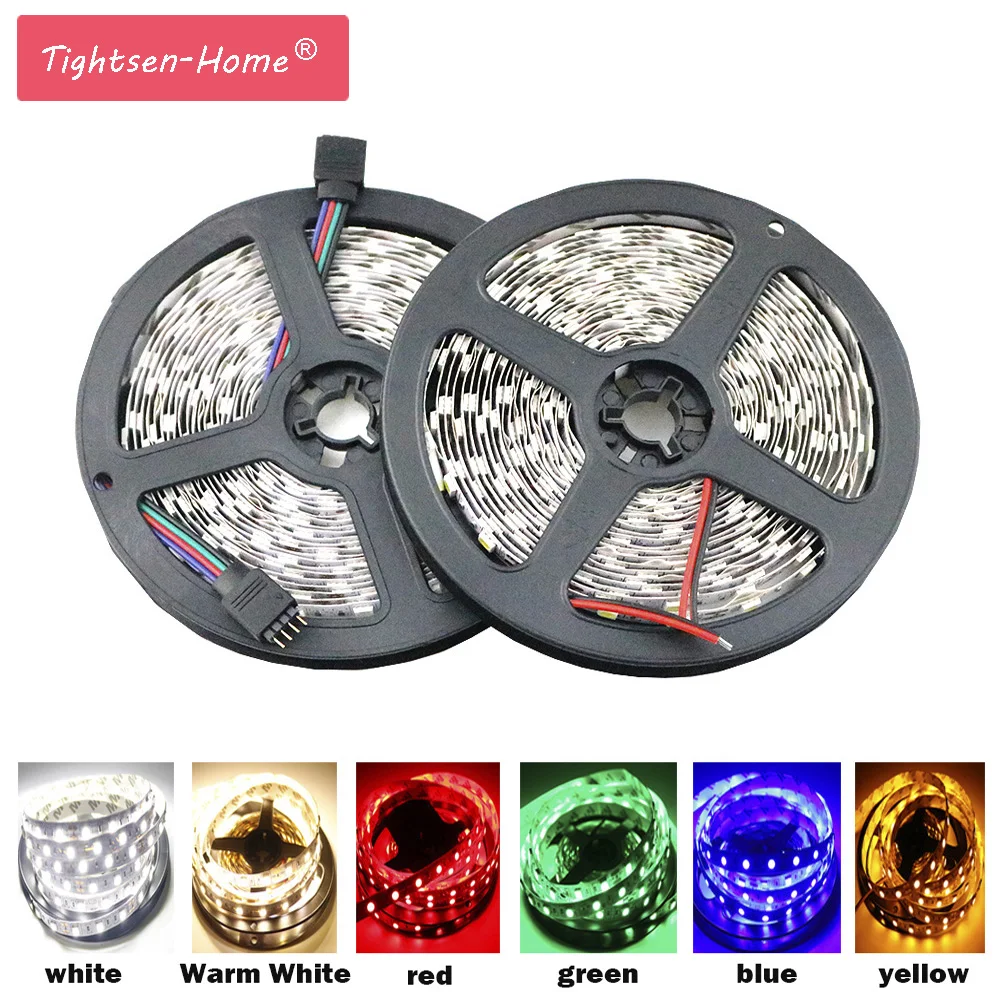 СВЕТОДИОДНАЯ лента SMD 5050 RGB Водонепроницаемые 5 м 300LED DC 12 В розовый синий красный