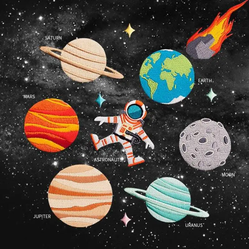 ZOTOONE 12 Style Iron-On Universe Astronaut Planet Patch Stickers Patches For Clothing Embroidery Patch Planet D1