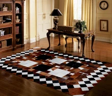 free Beauty 100% natural genuine cow leather customized tapetes para casa sala