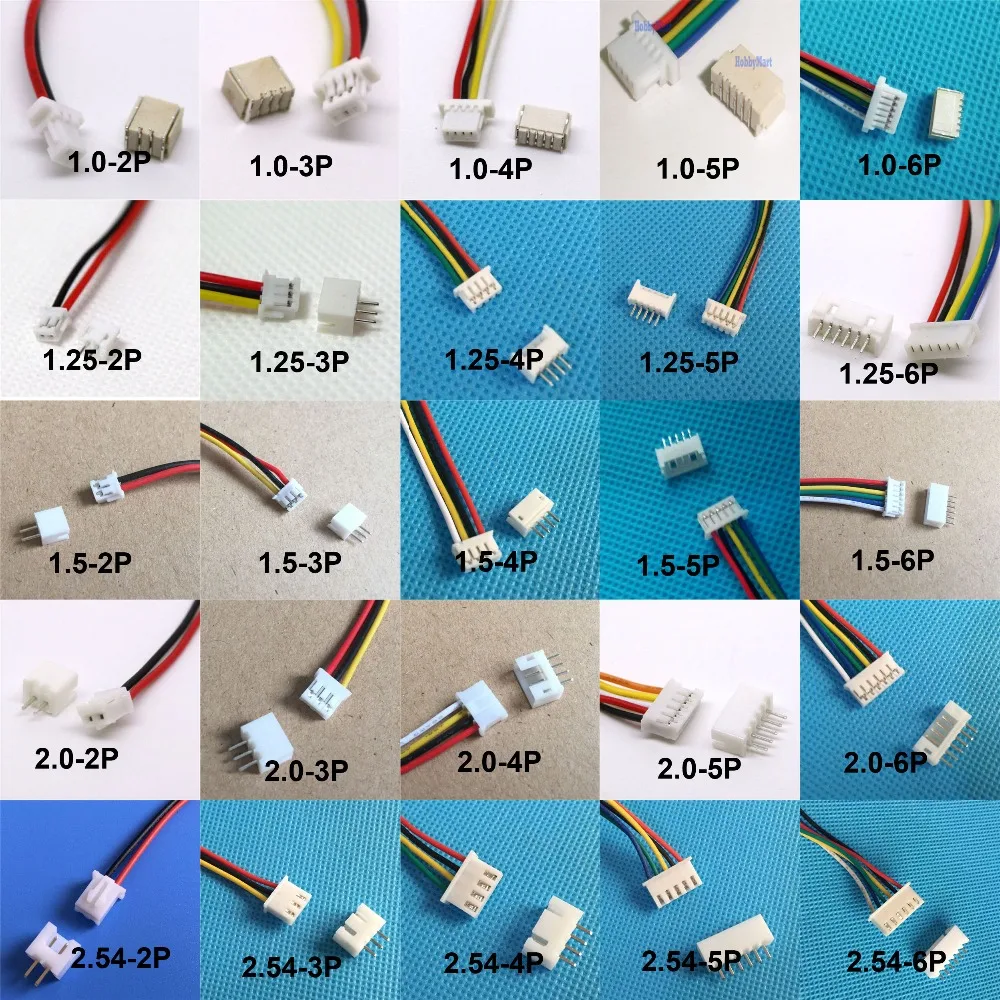 10 комплектов 1 0 мм 25 5 2 54 Pin/3/4/5/6/12P штырьковый и гнездовой разъем PCB SH JST ZH PH XH Pin|xh