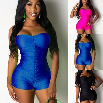 

Women Ladies Clubwear Summer Pleated Playsuit Bodycon Party Jumpsuit Romper Short Trousers
