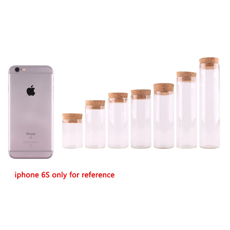 Dia 30mm: 15ml 25ml 30ml 35ml 40ml 50ml 60mlTransparent Glass Test Tube Vials Terrarium with Cork Stopper Glass Container 24pcs 2