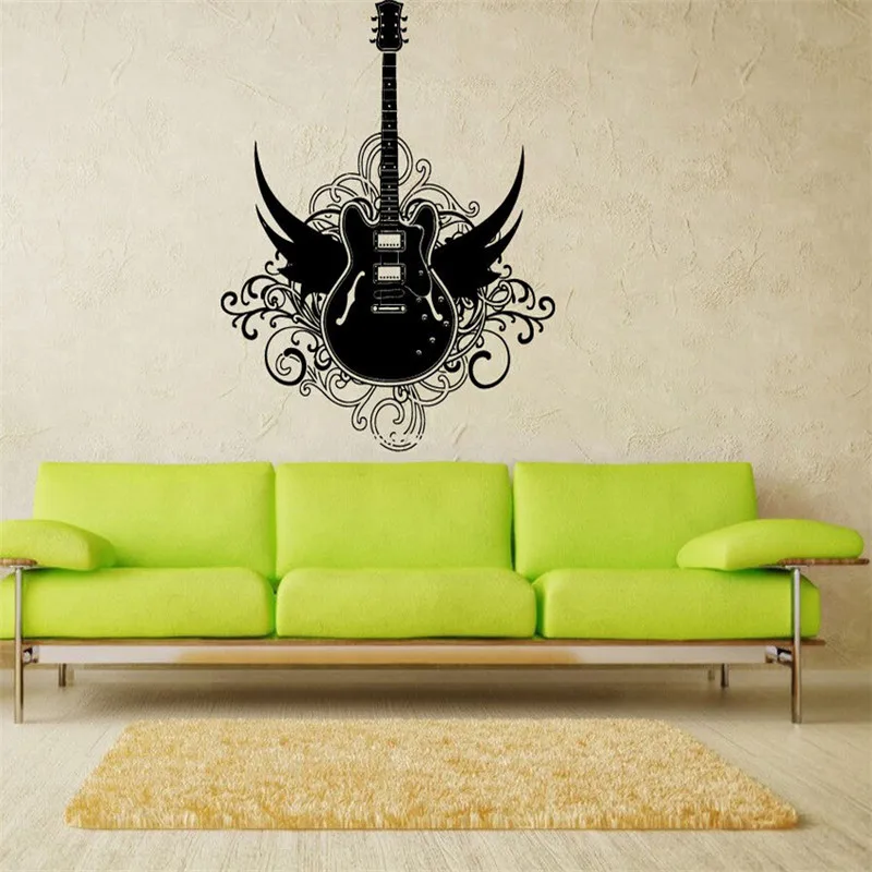 E149 Design Art Rock Angel Wings Rock Guitar Mural Decor Art Wall
