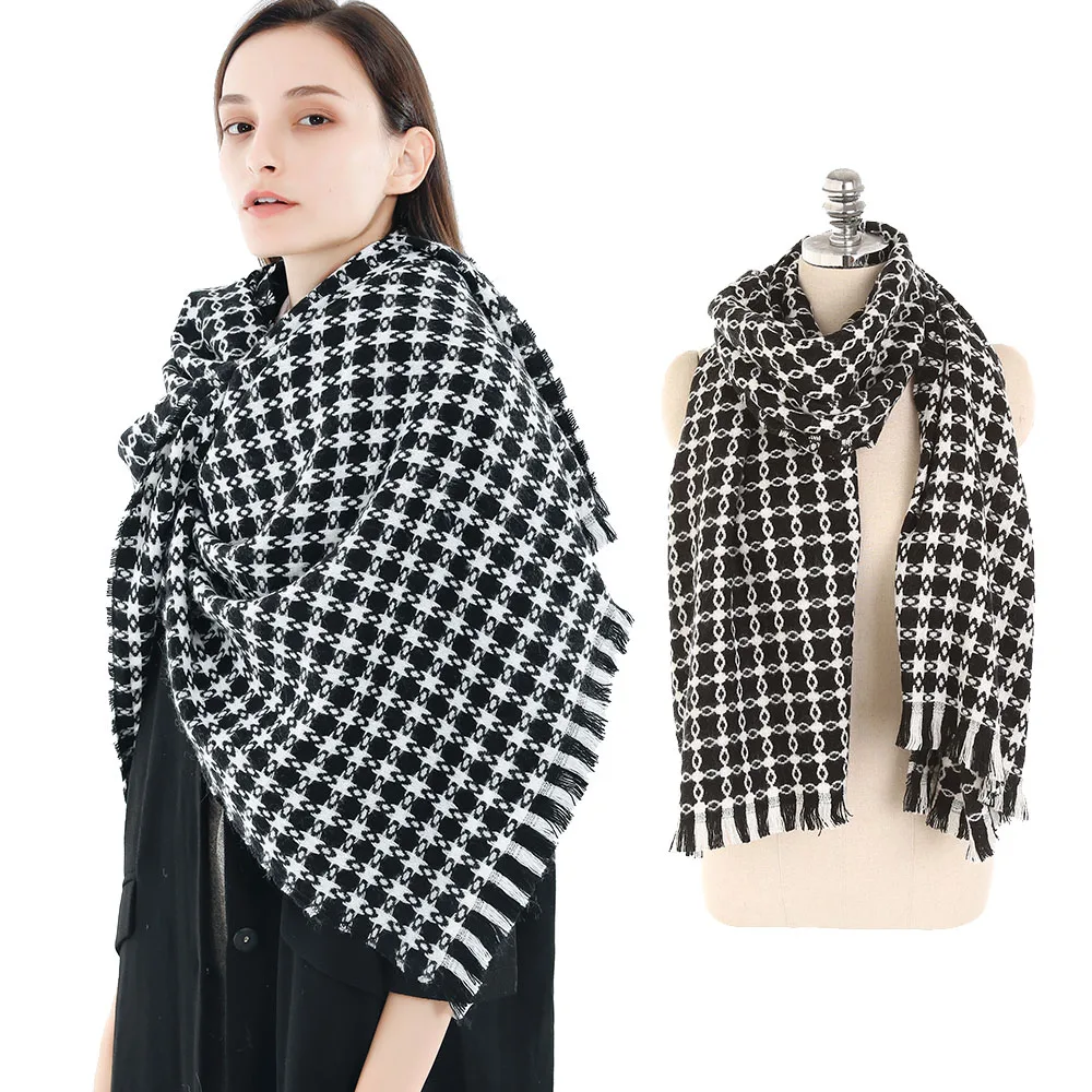 Women Scarf Winter Plaid Thick Fashion Women Acrylic Scarf Elegant New