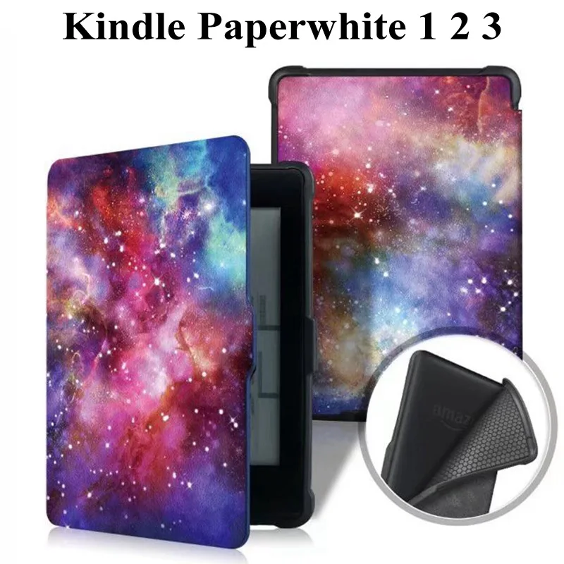 

Smart Leather Tablet Case for Amazon Kindle Paperwhite 1/2/3 Painting 6 inch Flip Case with Auto Wake Up/Sleep Function+Film+Pen