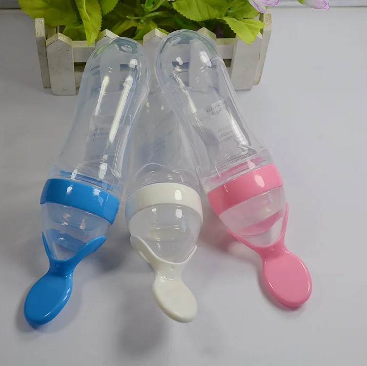 newborn baby feeder training silicone bottle with spoon for kids,extrusion paste food Feeding Utensils alimentacao bebes B0067