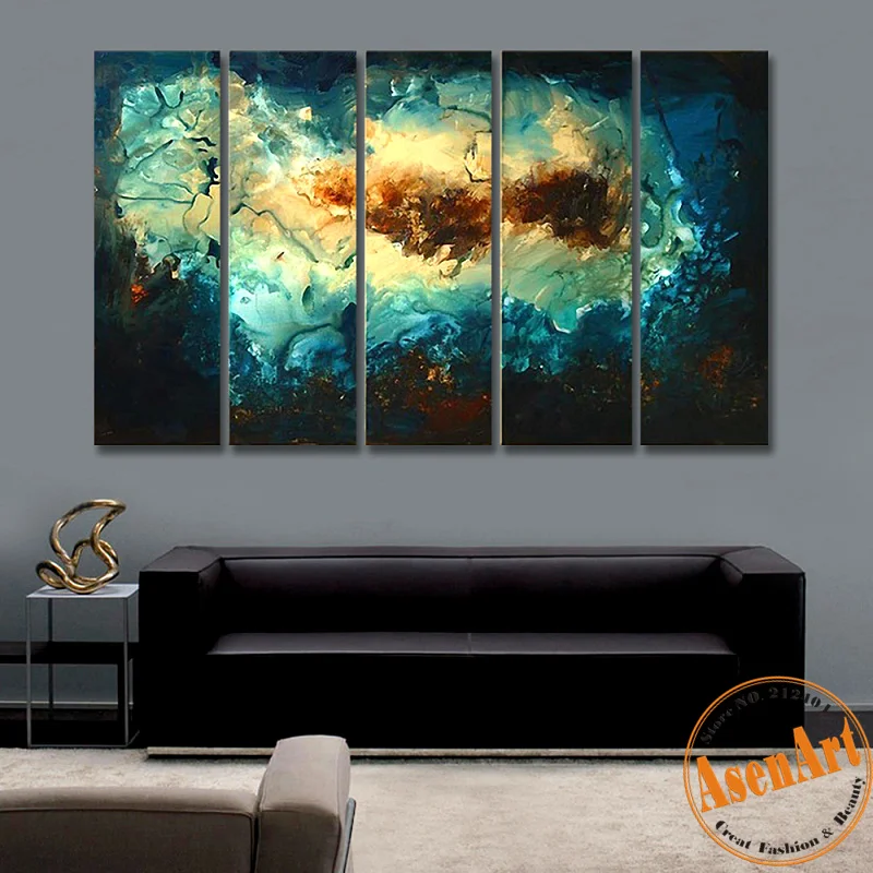 

Abstract Oil Painting Handmade Canvas Oil Painting Abstract Clouds Wall Art Pictures Home Decorative Paintings 5pcs/set No Frame