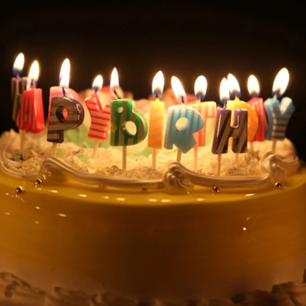 

1 set Letters"Happy Birthday" Birthday Candle Kid's Gift Craft Cute Colorful Party Cake Topper Candles Party Cake Decoration