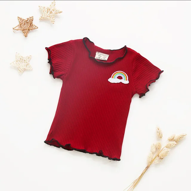 Summer Baby Girls Cute Red Heart Baby Girl T shirt Newborn Long Sleeve Baby Girls Clothes Solid
