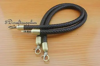 

Crochet PU bag strap leather handles purse handles a pair black 25 inch AB4