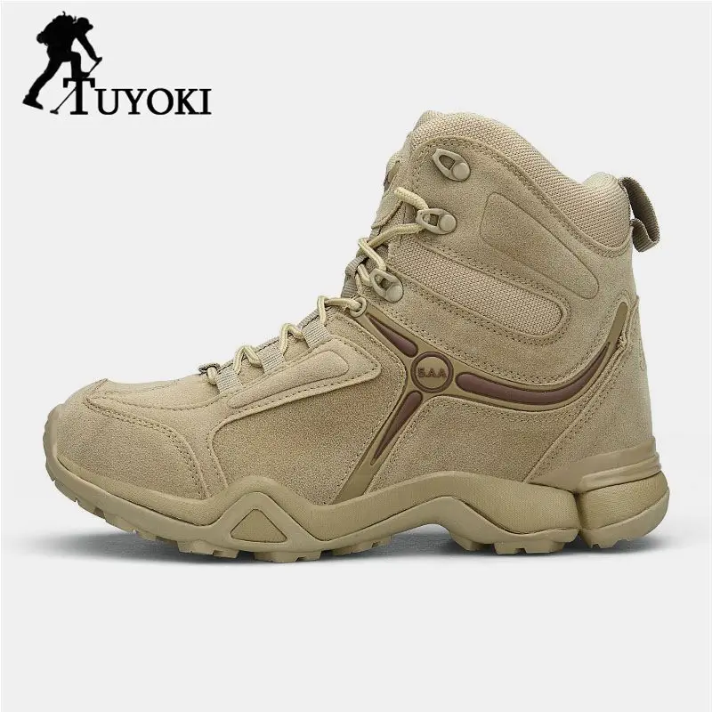 

Tuyoki Plus Size 39-46 Daily Solid Colors Ankle Hot Sale Casual Hiking Shoes Men Military Boots Club Sneakers Trekking Footwear