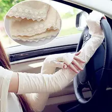 Новые модные женские длинные перчатки с защитой от ультрафиолета, кружевные перчатки, перчатки для вождения, женские летние вечерние солнцезащитные варежки