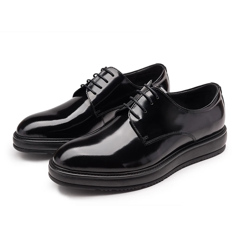 Fashion black derby shoes mens dress shoes genuine leather flats business shoes mens formal shoes