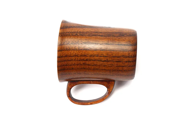 300ml Primitive Wooden Beer Mugs with Handle Natural Wood Mug Coffee Cup Tableware Kitchen Supply (2)