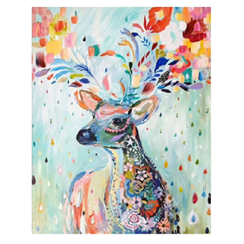 

Colorful Deer Animal 5D DIY Diamond Painting Cross Stitch Crystal Needlework Embroidery Half Diamond Crafts Home Decor 37x30cm H