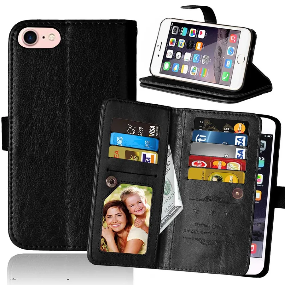Чехол-кошелек для iPhone 7 4 ''Многофункциональный 9 держатель карт PU кожаный