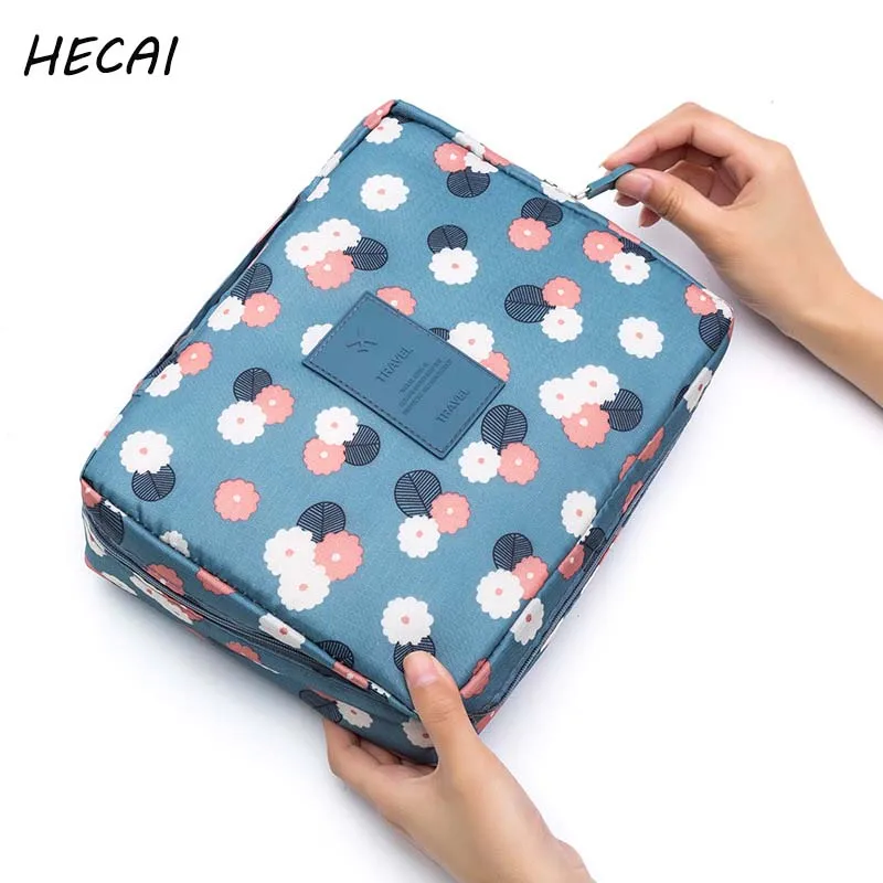 

HECAI 2019 Multifunction travel Cosmetic Bag Women Toiletries Organizer Makeup Bags Waterproof Female Storage Make up Cases