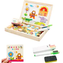 Дети деревянный мольберт новые детские многофункциональные доска для письма Магнитные Головоломки Животных Sketchpad деревянная обучающая игрушка