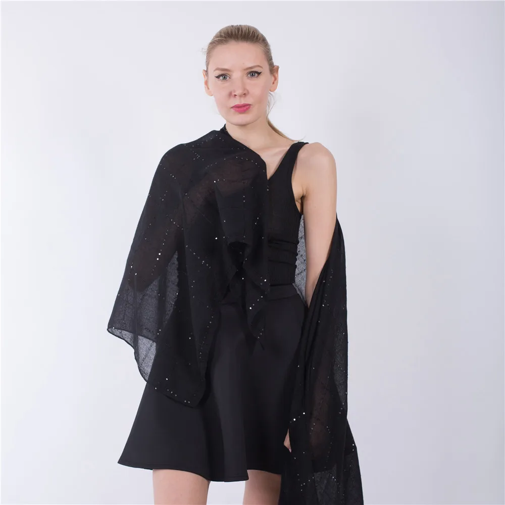 Jinjin.QC Fashion Women Solid Sequins Scarf Summer Beach Shawls and Pashmina Echarpe Foulard Femme Muslim Hijab Drop Shipping