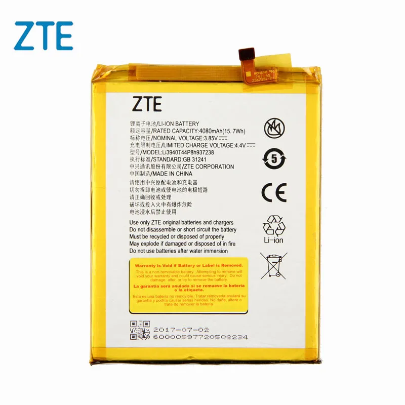 

Original ZTE Li3940T44P8h937238 Phone battery For ZTE Blade ZMAX Z MAX Z982 4080mAh