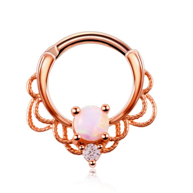Copper Nose Hoop Septum Rings Crystal Ear Helix Clicker Piercings CZ Cartilage Daith Rook Earring Tragus Piercings Jewelry