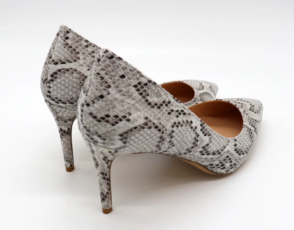 Amourplato Women's 80mm Python Pattern High Heel Pumps Animal Print Slip On Pointed Toe Sexy Fashion Party Dress Shoes Snakeskin