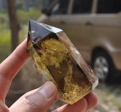 

xd j00566 Large nature smoky citrine crystal quartz point reiki healing