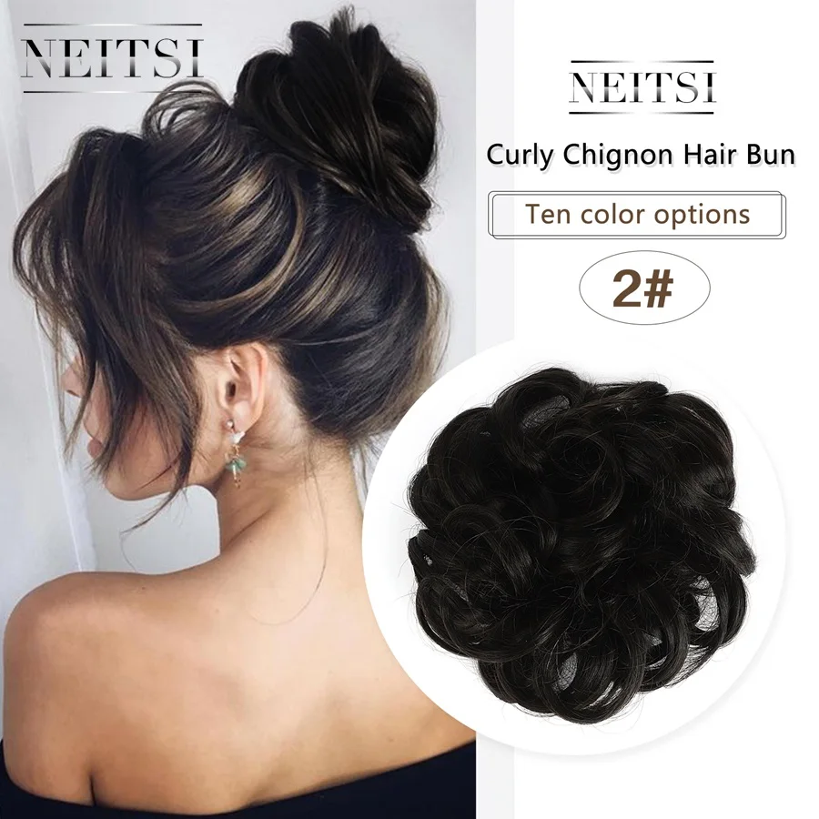 Женский кудрявый шиньон Neitsi пучок волос для невесты синтетические высокие