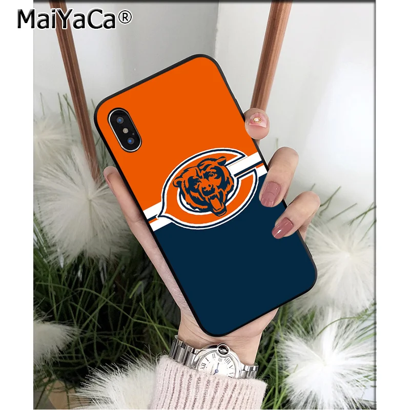 MaiYaCa Chicago Bears мягкий, силиконовый, из ТПУ черный чехол для телефона Apple iPhone 8 7 6 6S Plus X XS MAX 5 5S SE XR чехол