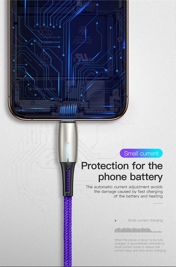 Baseus капли воды 2.4A освещение USB кабель Быстрая зарядка для мобильного телефона зарядное устройство кабель для передачи данных для iPhone Xs Max Xr X S