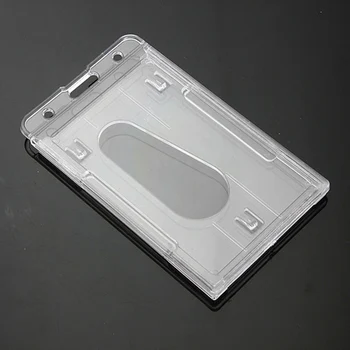 

Kicute 2pcs/pack Vertical Hard Transparent Plastic Badge Holder Double Card ID Bussiness Office School Stationery 10x6cm