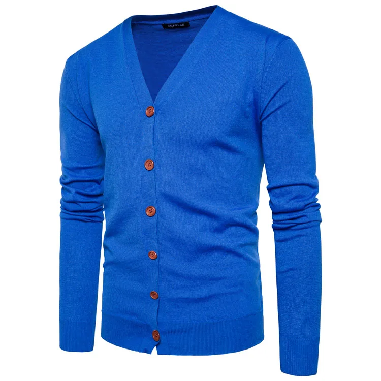 2018 осенне-зимний свитер Для мужчин модные мягкие однотонные Вязаные кардиган v-образным вырезом Slim Fit Вязание Для мужчин свитера модные