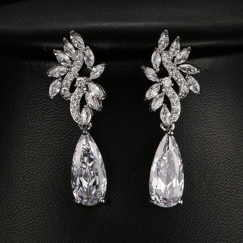 

NoEnName_Null 2017 Fashion AAA CZ bride earrings water droplets new look beautiful gorgeous design flower female earrings