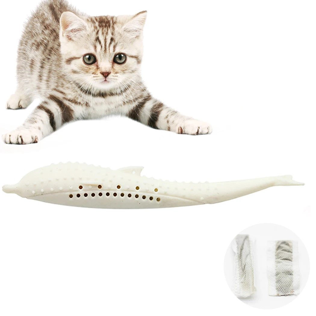 

1Pc Funny Pet Toy Creative Safety Silicone Fish Shape Cat Toothbrush Cat Teething Stick Toy With Catnip Pet Training Supplies