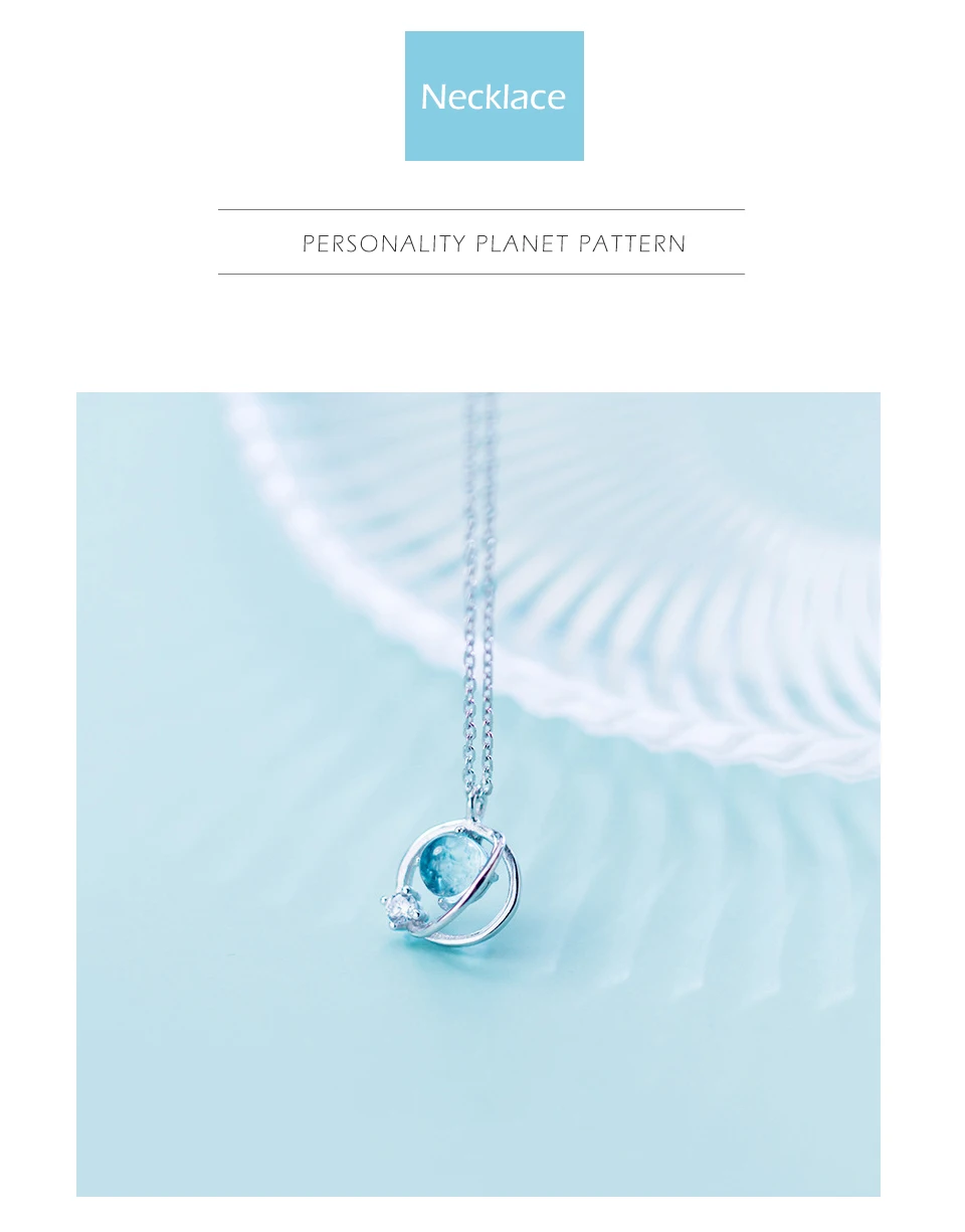 2019 New Arrivals S925 Silver Necklace Female Planet Short Clavicle Chain Romantic Christmas Present For Girlfriend  (3)