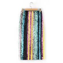 Faldas Largas Elegantes, тонкая юбка миди с высокой талией,, весеннее Новое поступление, женские юбки с блестками